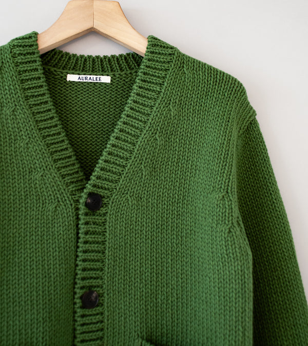 Auralee 'Wool Cashmere Felted Knit Cardigan' (Olive)