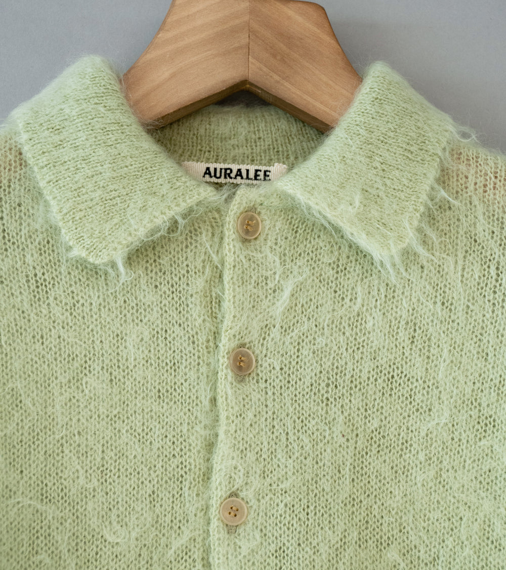 Auralee 'Brushed Super Kid Mohair Knit Polo' (Light Khaki)