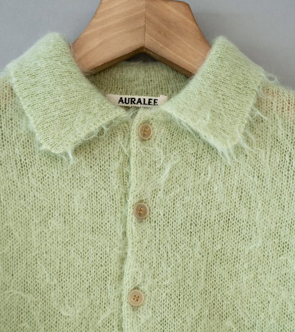 Auralee 'Brushed Super Kid Mohair Knit Polo' (Light Khaki)
