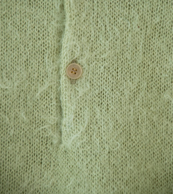 Auralee 'Brushed Super Kid Mohair Knit Polo' (Light Khaki)