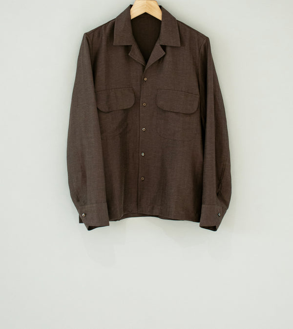 Stoffa 'Camp Shirt' (Chocolate Wool Linen Herringbone)