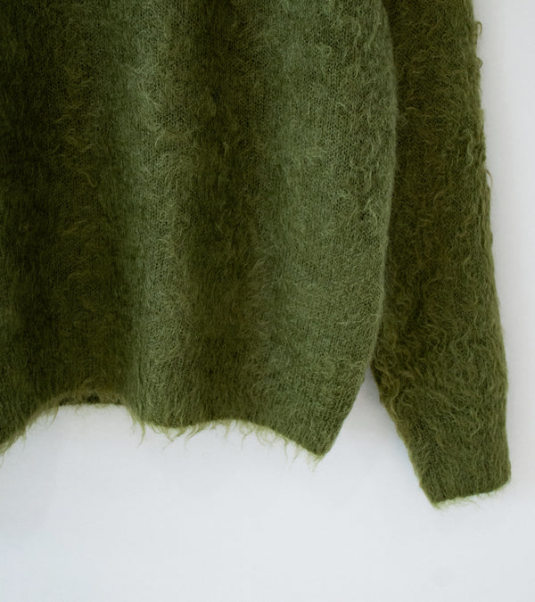Auralee 'Brushed Super Kid Mohair Knit Polo' (Olive)