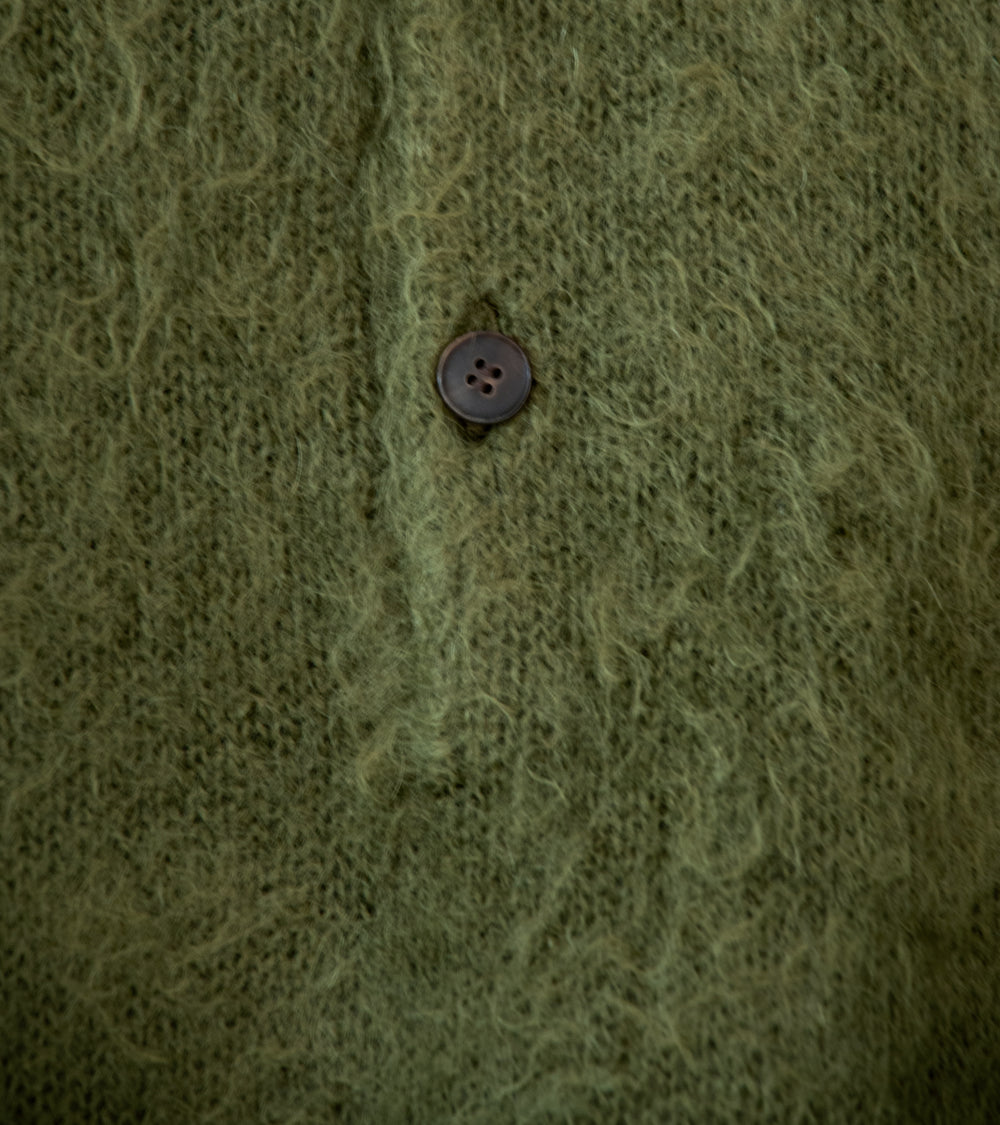 Auralee 'Brushed Super Kid Mohair Knit Polo' (Olive)