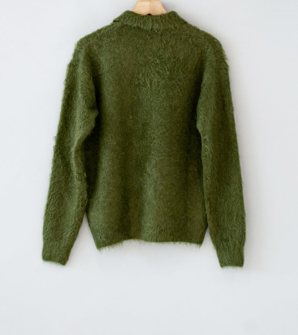 Auralee 'Brushed Super Kid Mohair Knit Polo' (Olive)