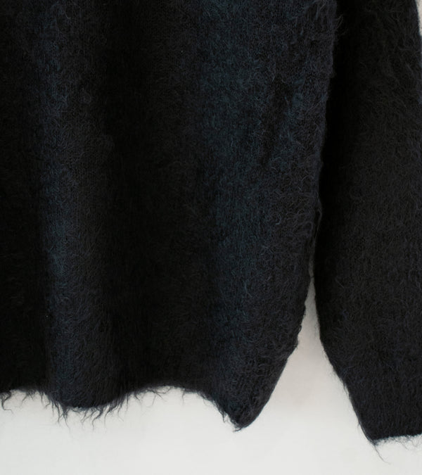 Auralee 'Brushed Super Kid Mohair Knit Polo' (Ink Black)