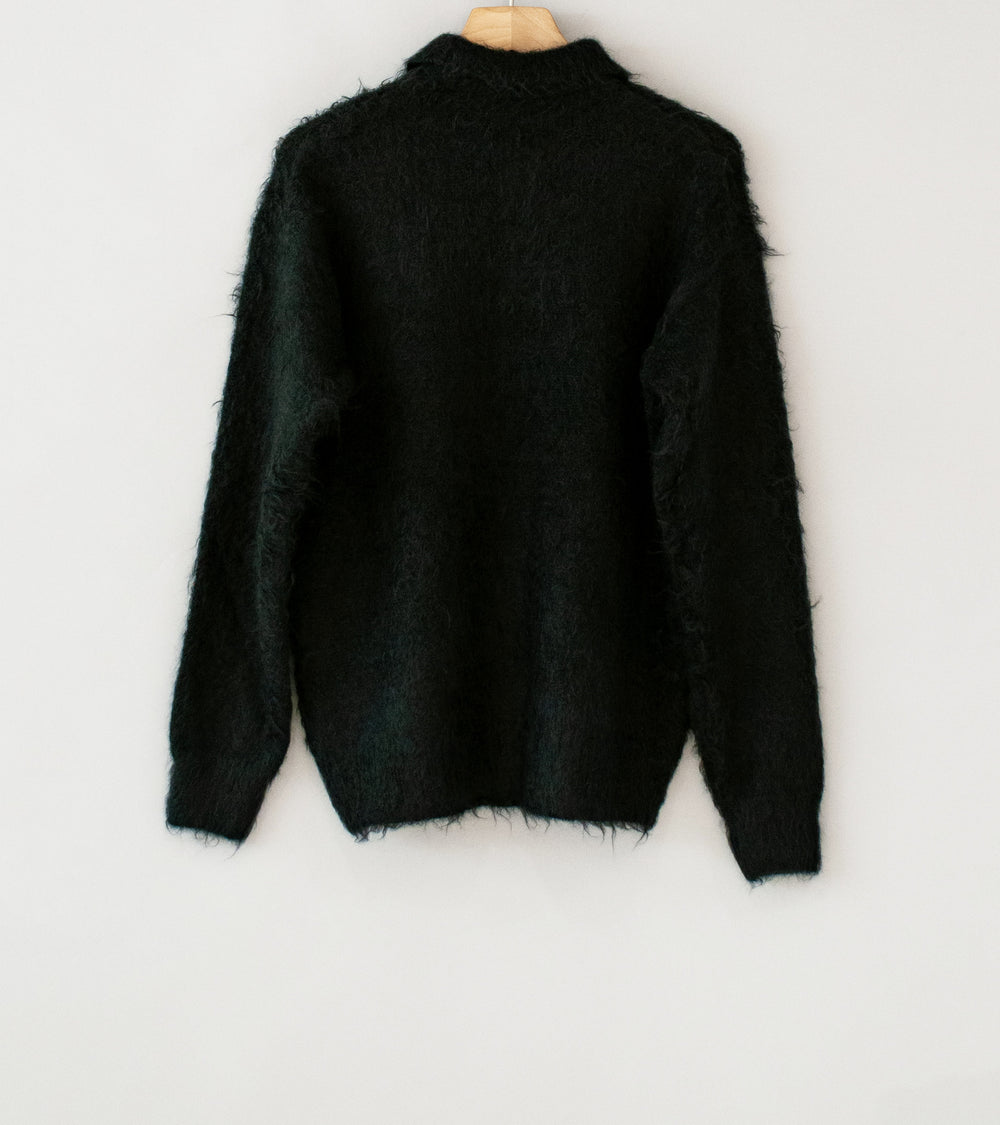 Auralee 'Brushed Super Kid Mohair Knit Polo' (Ink Black)