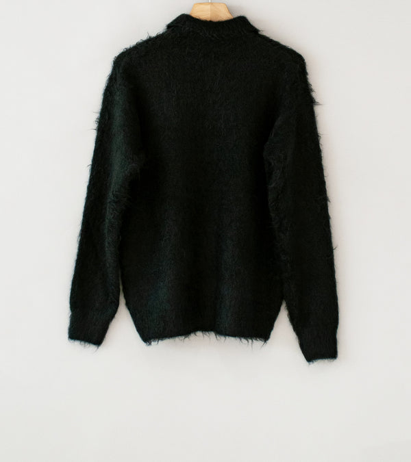 Auralee 'Brushed Super Kid Mohair Knit Polo' (Ink Black)