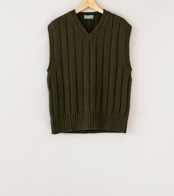 Margaret Howell 'Wide Rib Slipover' (Khaki Irregular Spun Wool)