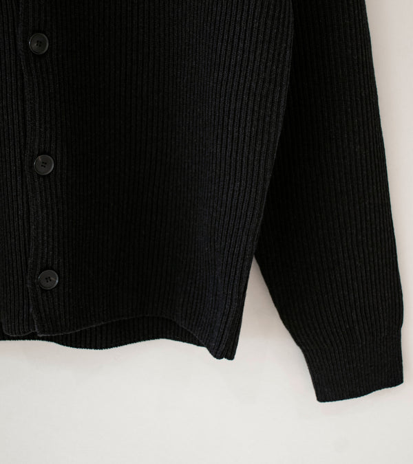 Auralee 'Super Fine Wool Rib Knit Shirt Cardigan' (Black)