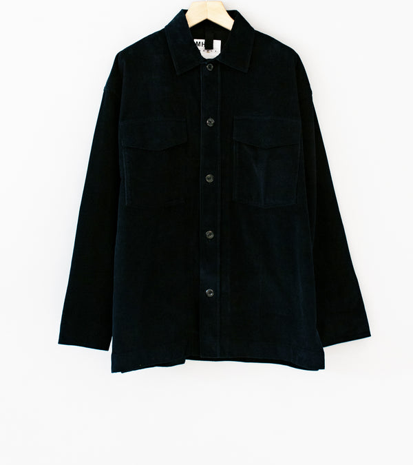 Margaret Howell 'MHL Long Overshirt' (Black Heavy Cotton Needlecord)