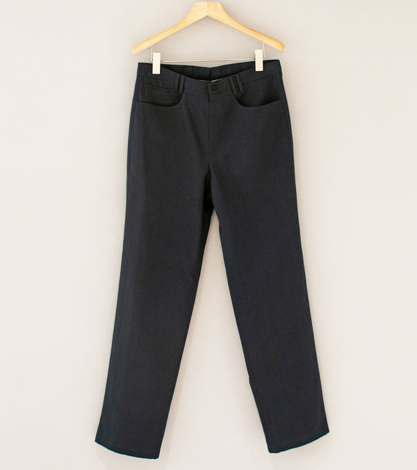Stoffa '5 Pocket Washable Trouser' (Dark Indigo Cotton Linen Twill)