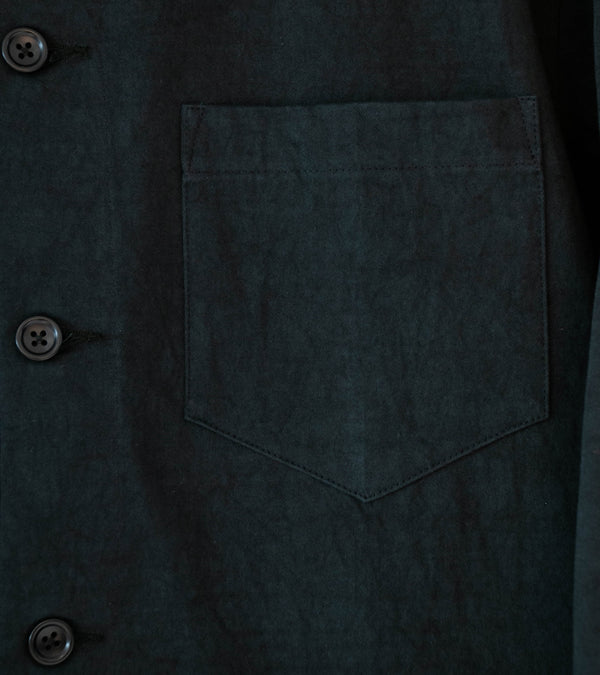 James Coward 'Travail Shirt' (Black Satin Drum Cotton)