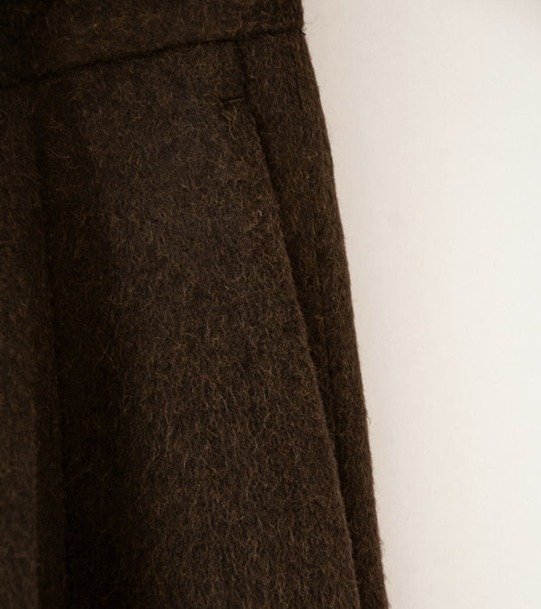 Auralee 'Baby Camel Flannel Two Tuck Slacks' (Dark Brown)