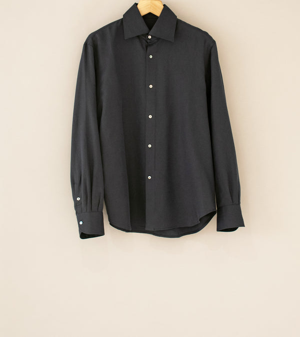 Stoffa 'Spread Collar Shirt' (Dark Indigo Washed Cotton Linen)