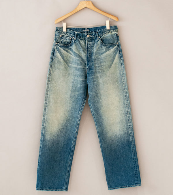 Auralee 'Selvedge Faded Heavy Denim Wide Pants' (Faded Indigo)