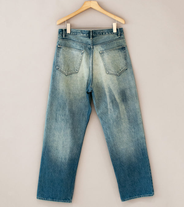 Auralee 'Selvedge Faded Heavy Denim Wide Pants' (Faded Indigo)