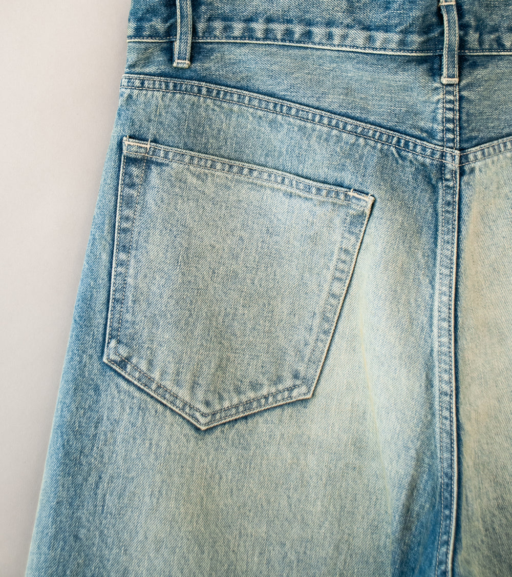 Auralee 'Selvedge Faded Heavy Denim Wide Pants' (Faded Indigo)