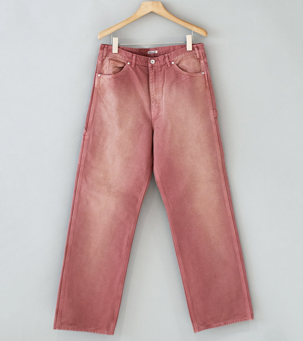 Auralee 'Product Dyed Organic Cotton Duck Painter Pants' (Faded Burgundy)