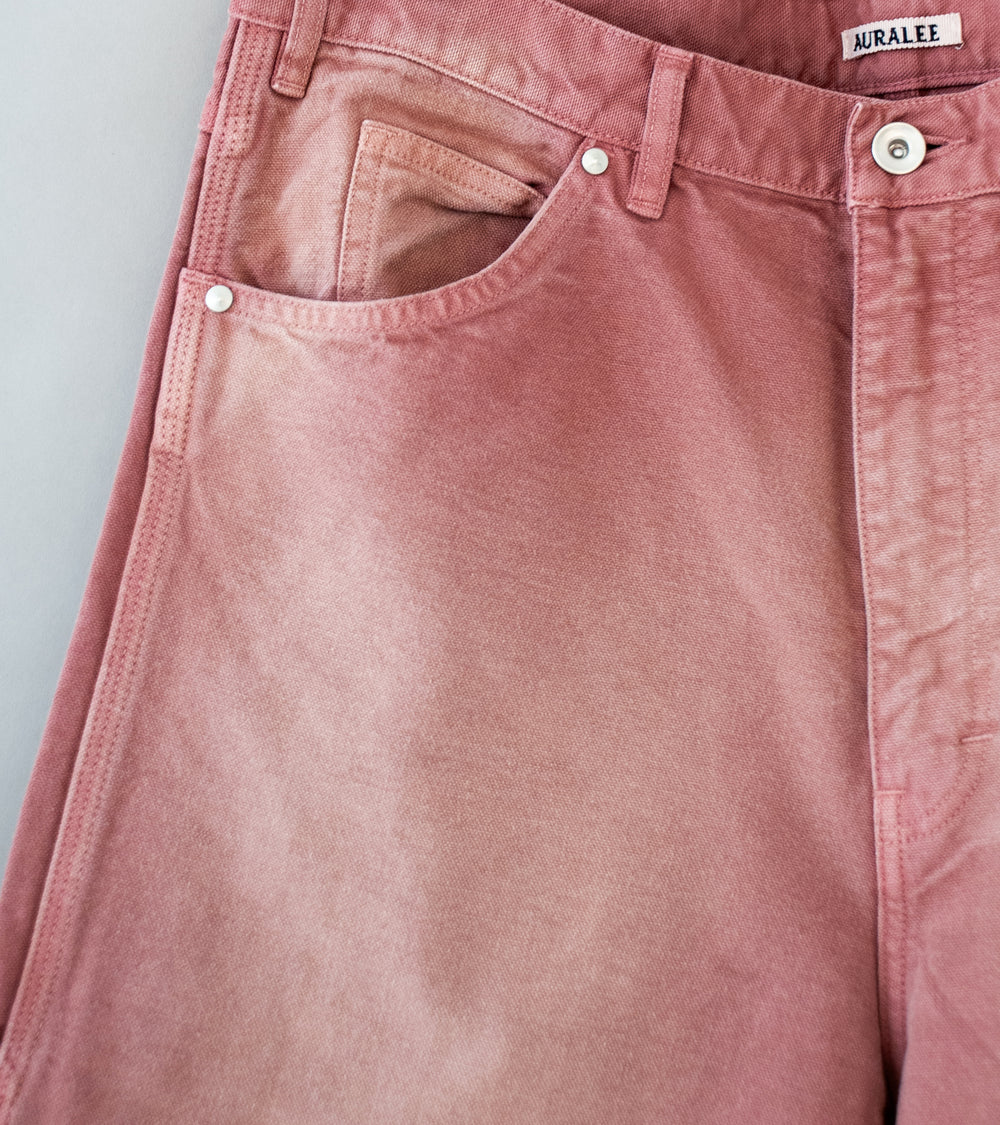 Auralee 'Product Dyed Organic Cotton Duck Painter Pants' (Faded Burgundy)