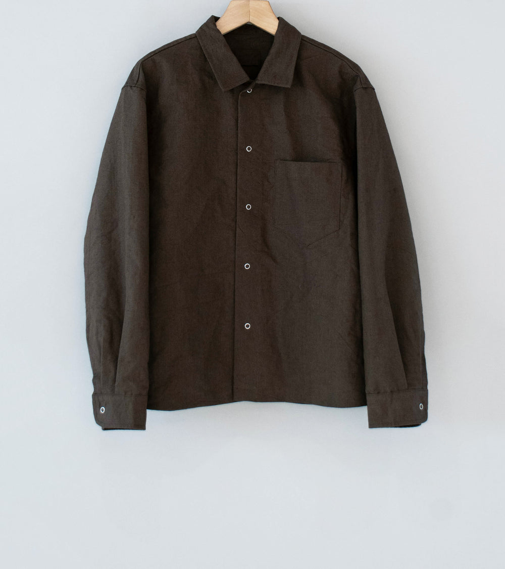 James Coward 'Workshop Shirt' (Brown Linen Washi)