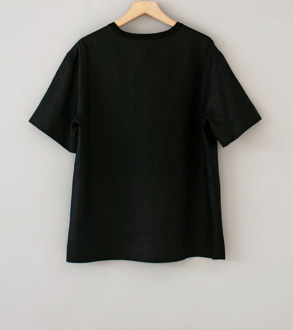 Margaret Howell 'Woven T-Shirt' (Black Shirting Linen)
