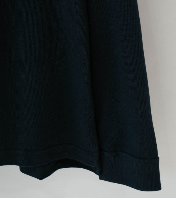 Velardi 'Long Sleeve Pique Pocket Polo' (Black Cotton)