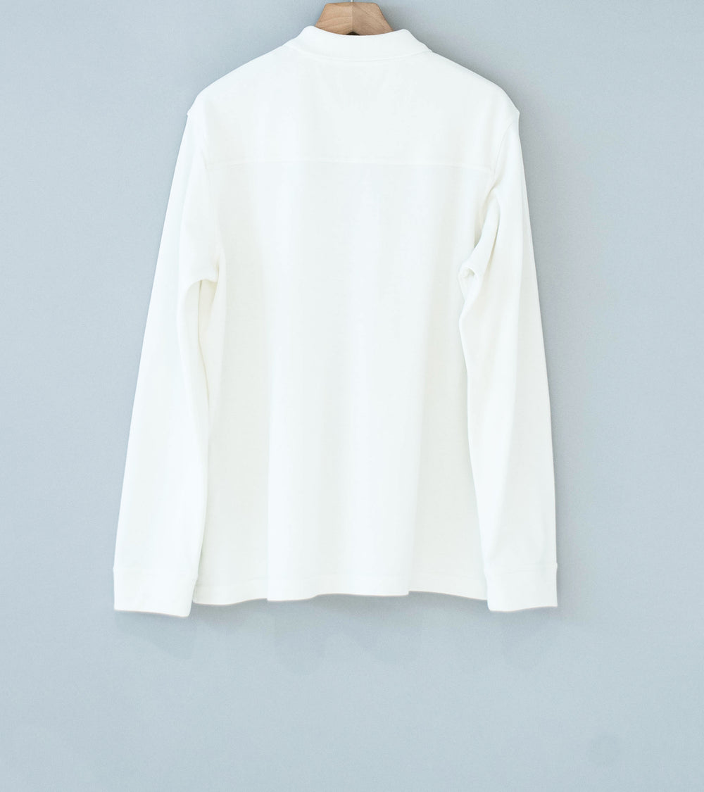 Velardi 'Long Sleeve Pique Pocket Polo' (Natural White Cotton)