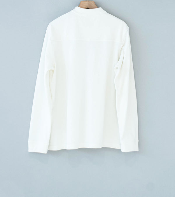 Velardi 'Long Sleeve Pique Pocket Polo' (Natural White Cotton)