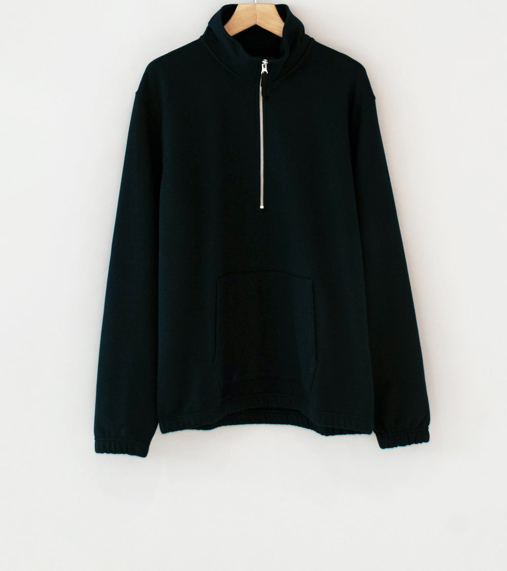 Velardi 'Half Zip Loopback Sweatshirt' (Black Cotton)