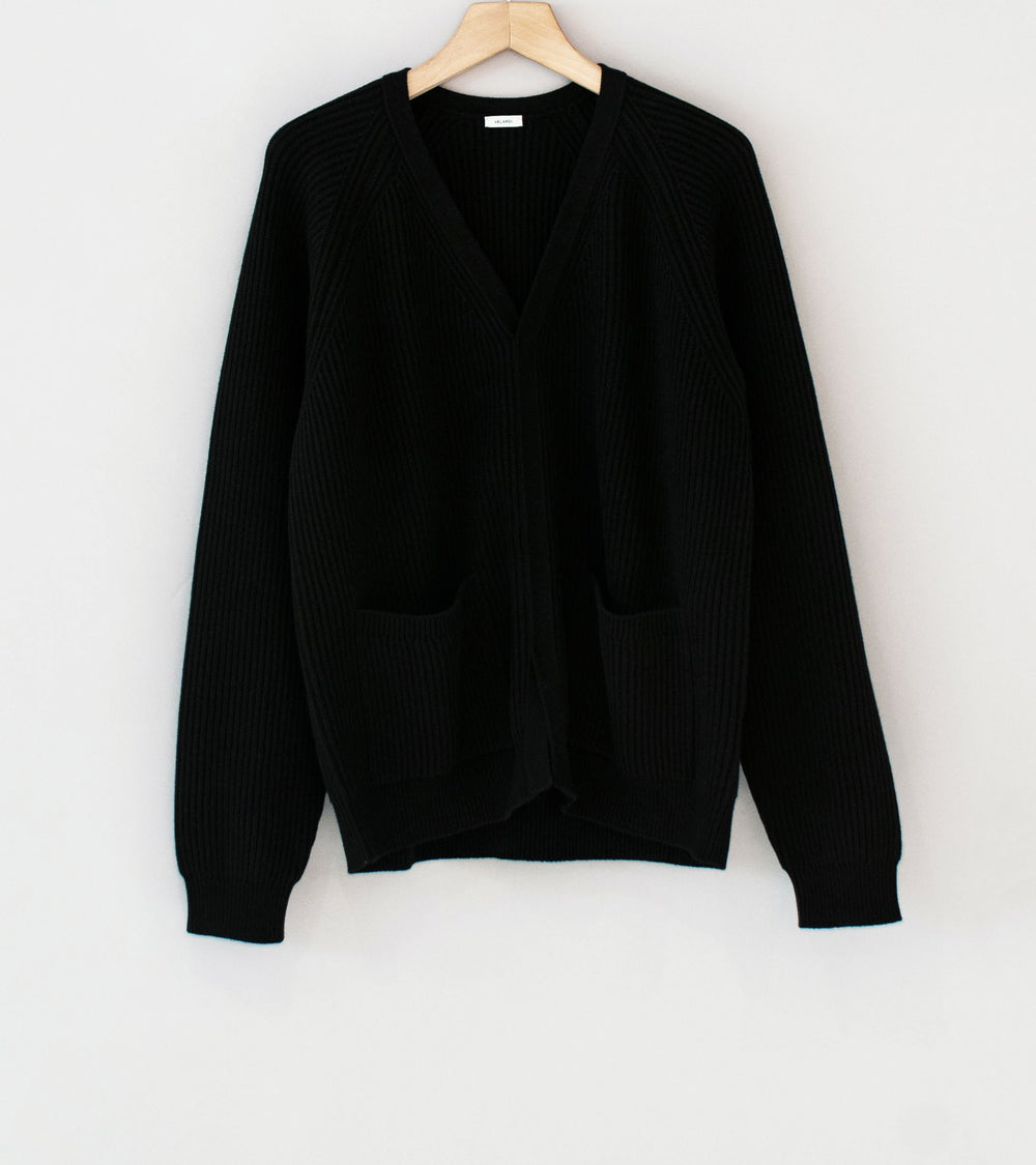 Velardi 'Closed Front Cardigan' (Black Cotton Merino)