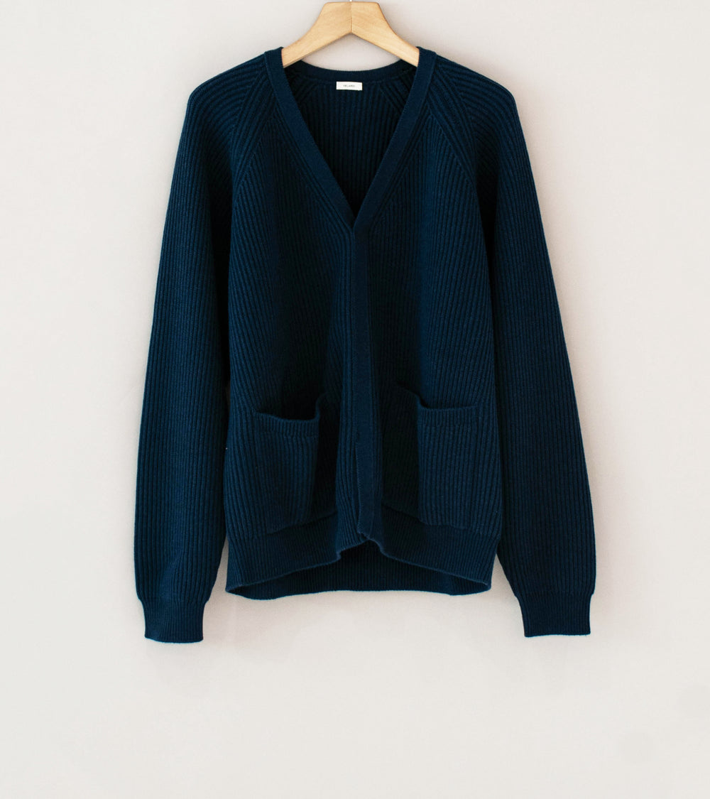 Velardi 'Closed Front Cardigan' (Navy Cotton Merino)