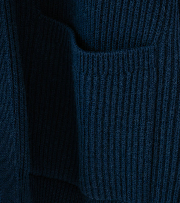 Velardi 'Closed Front Cardigan' (Navy Cotton Merino)